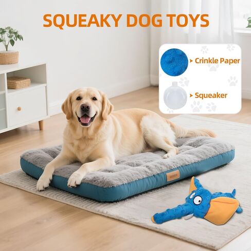 2 Pack Zesty Squeaky Dog Toys with Crinkle Paper & Squeaker - Plush Feel Stuffing-Free Chew Toys for Gentle Small and Medium Dogs, Puppy Teething Toys for Boredom Relief & Dental Care in Kuwait