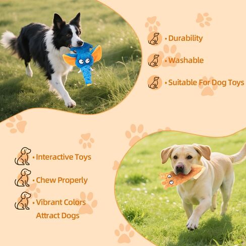 2 Pack Zesty Squeaky Dog Toys with Crinkle Paper & Squeaker - Plush Feel Stuffing-Free Chew Toys for Gentle Small and Medium Dogs, Puppy Teething Toys for Boredom Relief & Dental Care in Kuwait