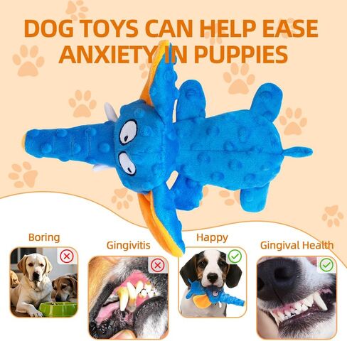 2 Pack Zesty Squeaky Dog Toys with Crinkle Paper & Squeaker - Plush Feel Stuffing-Free Chew Toys for Gentle Small and Medium Dogs, Puppy Teething Toys for Boredom Relief & Dental Care in Kuwait