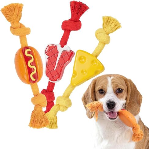 FOFOS Dog Chew Toys for Aggressive Chewers, 3 Pack Rubber Dog Rope Toys, Tough Toys for Boredom Relief and Cleaning Teeth, Indestructible Tug of War Toys for Small Medium Dogs in Kuwait