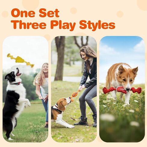 FOFOS Dog Chew Toys for Aggressive Chewers, 3 Pack Rubber Dog Rope Toys, Tough Toys for Boredom Relief and Cleaning Teeth, Indestructible Tug of War Toys for Small Medium Dogs in Kuwait