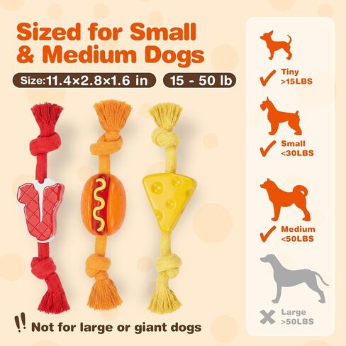 FOFOS Dog Chew Toys for Aggressive Chewers, 3 Pack Rubber Dog Rope Toys, Tough Toys for Boredom Relief and Cleaning Teeth, Indestructible Tug of War Toys for Small Medium Dogs in Kuwait