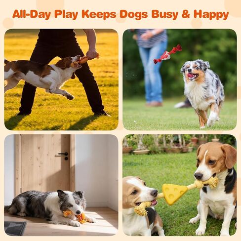 FOFOS Dog Chew Toys for Aggressive Chewers, 3 Pack Rubber Dog Rope Toys, Tough Toys for Boredom Relief and Cleaning Teeth, Indestructible Tug of War Toys for Small Medium Dogs in Kuwait