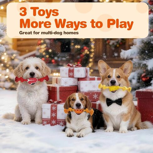 FOFOS Dog Chew Toys for Aggressive Chewers, 3 Pack Rubber Dog Rope Toys, Tough Toys for Boredom Relief and Cleaning Teeth, Indestructible Tug of War Toys for Small Medium Dogs in Kuwait