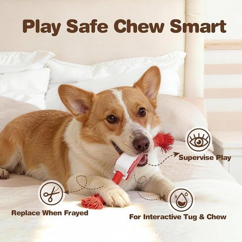 FOFOS Dog Chew Toys for Aggressive Chewers, 3 Pack Rubber Dog Rope Toys, Tough Toys for Boredom Relief and Cleaning Teeth, Indestructible Tug of War Toys for Small Medium Dogs in Kuwait