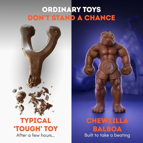 لعبة الكلب Chewzilla Balboa للكلاب من HAPPY STAFFY - نايلون ToughTech™ فائق القوة للمضغين العدوانيين - شديدة التحمل وغير سامة - معتمدة للمضغ القوي - للكلاب المتوسطة إلى الكبيرة، والموظفين، وبيت بولز in Kuwait