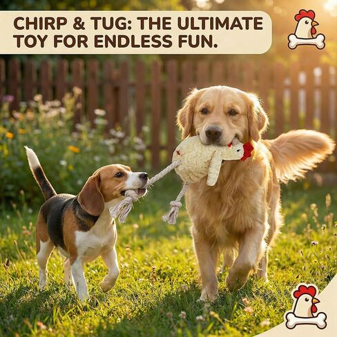 Paw-FECT Piece Soft Plush Chicken Dog Toy, with Squeaking Sound, Durable Rope Feet, and Crinkle Wings, Emotional Support Companion Chew Toy, Great for All Breeds of Dogs in Kuwait