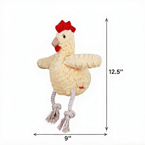 Paw-FECT Piece Soft Plush Chicken Dog Toy, with Squeaking Sound, Durable Rope Feet, and Crinkle Wings, Emotional Support Companion Chew Toy, Great for All Breeds of Dogs in Kuwait