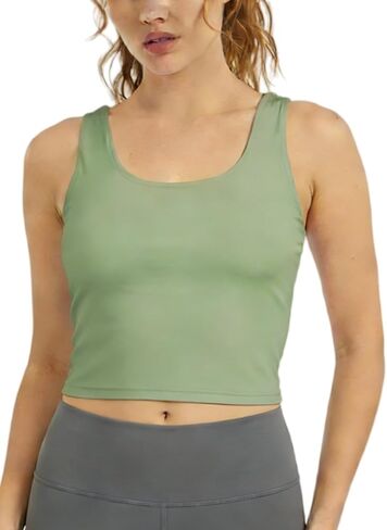 Sports Bras for Women, Supportive Longline High Neck Sports Bra Push Up Workout Built in Bra Crop Tank Tops in Saudi Arabia