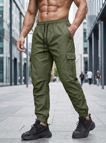 Men's Casual Pants Drawstring Cargo Pants Hiking Outdoor Lightweight in Saudi Arabia