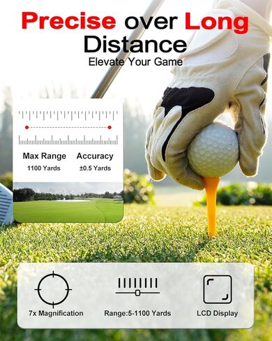 محدد مدى الجولف JIEHOME X3 مع منحدر وقفل سارية العلم والاهتزاز، محدد مدى ليزر 660/1100YDS للعب الجولف/الصيد، مكتشف نطاق قياس المسافة القابل لإعادة الشحن، مغناطيسي مدمج in Kuwait