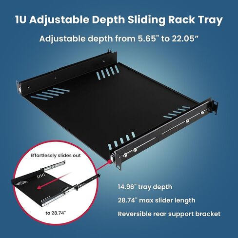 رف معدات Penn Elcom R1290/1U المنزلق (الصوت، AV، IT، DJ) لمساحة حامل واحد يصل عمقها إلى 15 بوصة in Saudi Arabia