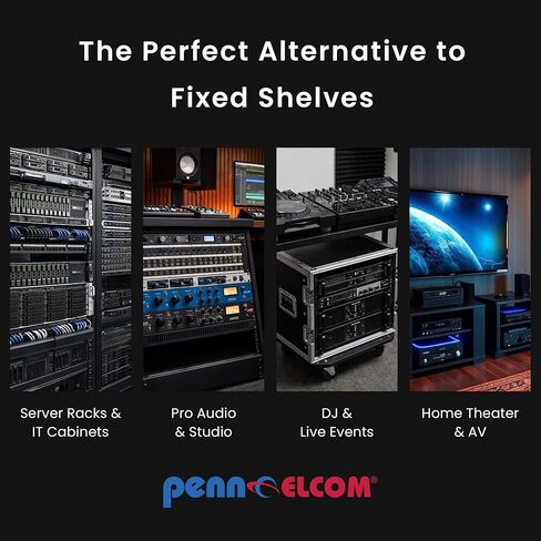 رف معدات Penn Elcom R1290/1U المنزلق (الصوت، AV، IT، DJ) لمساحة حامل واحد يصل عمقها إلى 15 بوصة in Saudi Arabia