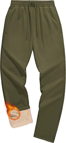 MAGCOMSEN Men's Winter Fleece Pants Sherpa Lined Sweatpants with Pockets Drawstring Lounge Running Athletic Warm Pants in Saudi Arabia