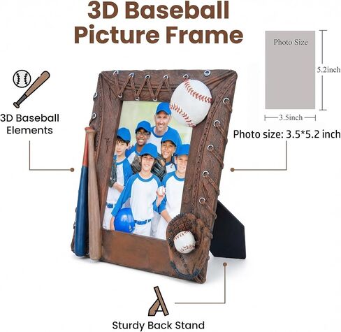 Handmade Photo Frame 3D Baseball Sports Frame Birthday Gifts for Men,Women,Athletes,Coaches,Teams (Brown) in Saudi Arabia
