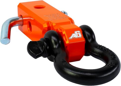 AGENCY 6 Recovery Shackle Block Assembly 2 INCH Double Hole Powder Coat Grey - Hitch Receiver Block - Proudly Made in The USA with US Certified Materials - Includes Hitch pin and D-Ring in Kuwait