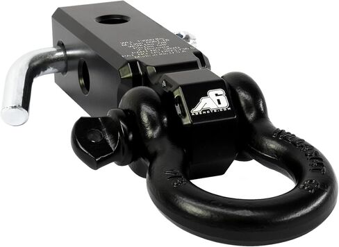 AGENCY 6 Recovery Shackle Block Assembly 2 INCH Double Hole Powder Coat Grey - Hitch Receiver Block - Proudly Made in The USA with US Certified Materials - Includes Hitch pin and D-Ring in Kuwait