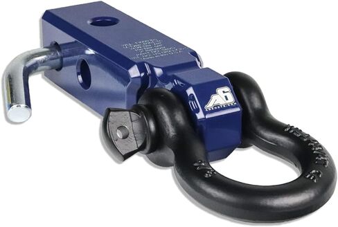 AGENCY 6 Recovery Shackle Block Assembly 2 INCH Double Hole Powder Coat Grey - Hitch Receiver Block - Proudly Made in The USA with US Certified Materials - Includes Hitch pin and D-Ring in Kuwait