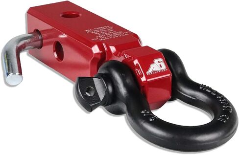 AGENCY 6 Recovery Shackle Block Assembly 2 INCH Double Hole Powder Coat Grey - Hitch Receiver Block - Proudly Made in The USA with US Certified Materials - Includes Hitch pin and D-Ring in Kuwait