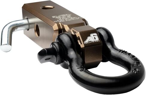 AGENCY 6 Recovery Shackle Block Assembly 2 INCH Double Hole Powder Coat Grey - Hitch Receiver Block - Proudly Made in The USA with US Certified Materials - Includes Hitch pin and D-Ring in Kuwait
