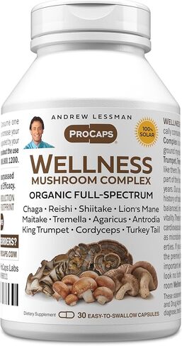 ANDREW LESSMAN Wellness Mushroom Complex 360 Capsules - Organic Full Spectrum Blend of 11 Mushrooms - Supports Overall Health and Vitality - No Additives. Mushroom Complex Supplement in Saudi Arabia