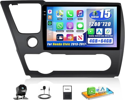 1G+32G Android 11 Car Stereo for Honda Civic 2013-2017 Radio, 9" Touch Screen in-Dash GPS Navigation,Wireless Apple Carplay Android Auto Radio with Bluetooth,WiFi,HiFi,USB+AHD Backup Camera&Mic in Saudi Arabia