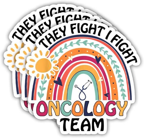 (3 قطع) ملصقات They Fight I Fight Oncology Team، ملصقات ممرضة الأورام، ملصقات أسبوع الممرضات، ملصقات لشهر الأورام، هدايا التمريض، تزيين ممتص الصدمات، ملصقات للكمبيوتر المحمول 3"x4" in Saudi Arabia