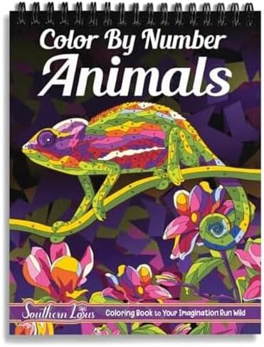 SOUTHERN LOTUS Color by Number Animals Spiral Coloring Book Wirebound Papers with Relaxing Animal Drawings Paint Numbers Color Pages for Adults Women Seniors Girls Teens Mindfulness Relaxation in Saudi Arabia