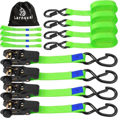 Ratchet Straps 4 Pack - 1,826 Lbs Break Strength 1 in x 15 Ft Medium Duty Ratchet Tie Down Straps with S Hooks Set for Truck, Cargo Van, Trailer, Motorcycle (Blue) in Saudi Arabia