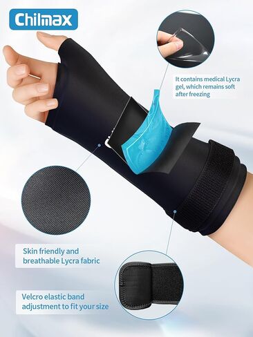 Wrist Ice Pack Wrap for Thumb & Arm, Hot/Cold Therapy Compression Sleeve for Hand Carpal Tunnel Pain Relief, Cooling Glove with Extended Coverage, Easy On/Off Ice Wrist Brace (Medium) in Saudi Arabia