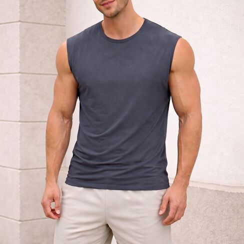 Men's Fitness Tank Top Workout Sleeveless T Shirt Athletic Tank Top Training Bodybuilding Shirt in Saudi Arabia