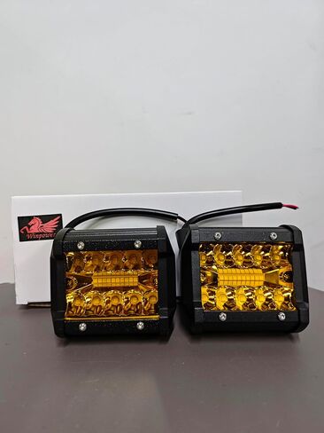WinPower 4 بوصة LED Pods، 120W 1200LM Flood Spot Combo Beam Pods Lights Off Road Light Bar Fog Lights القيادة ضوء العمل لشاحنة بيك اب ATV UTV SUV مقطورة قارب، أصفر in Saudi Arabia