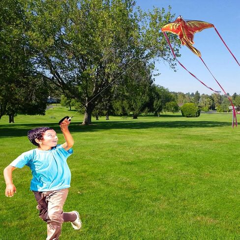 SNJOYFUL Butterfly Kite for Kids & Adults Easy to Fly, Large Kite for The Beach, Easy Flying Single Line Kite, Come with 4 Long Tail and 300 FT String Kite Handle in Saudi Arabia