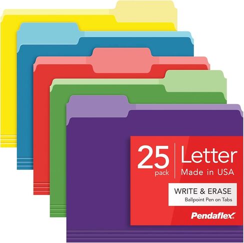 مجلدات ملفات Pendaflex مع علامات تبويب قابلة للمسح، علامات تبويب 1/3 قطع: متنوعة، حجم الحروف، ألوان متنوعة، 30/عبوة in Saudi Arabia