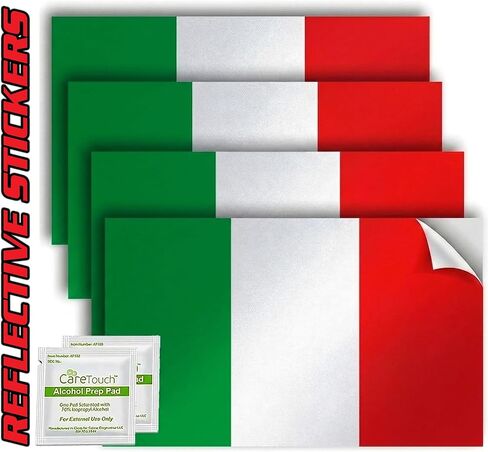 Italian Flag Decal Vinyl Sticker | Set of 4 | 4" x 2.5" | The Flag of Italy Tricolor Bandiera Weatherproof UV Resistant Spy Spot in Saudi Arabia
