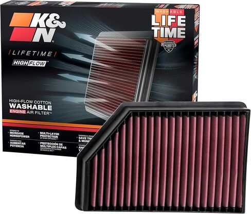 K&N Engine Air Filter: Increase Power & Towing, Washable, Premium, Replacement Air Filter: Compatible with 2020 CHEVY/GMC (Silverado 2500/3500, Sierra 2500/3500 6.6L V8) 33-5098 in Saudi Arabia