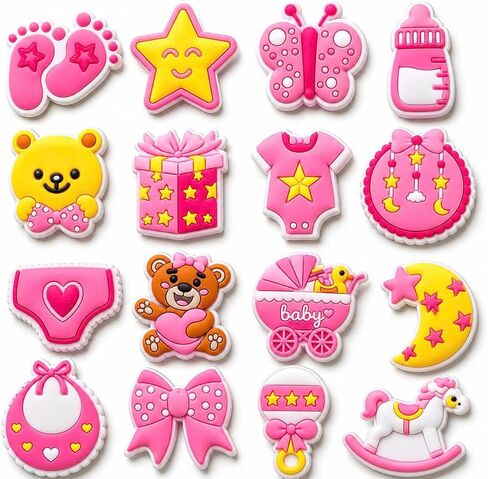 Baby Shoe Charms Set, Baby Shower and Gender Reveal Decorations, Newborn Themed Clog Accessories for Garden Shoes, Teens and Adults Gift Set in Saudi Arabia