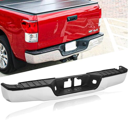 Rear Bumper Assembly Compatible with 2000 2001 2002 2003 2004 2005 2006 Toyota Tundra without Tow Hitch Complete Steel Bumper,Chrome in Saudi Arabia