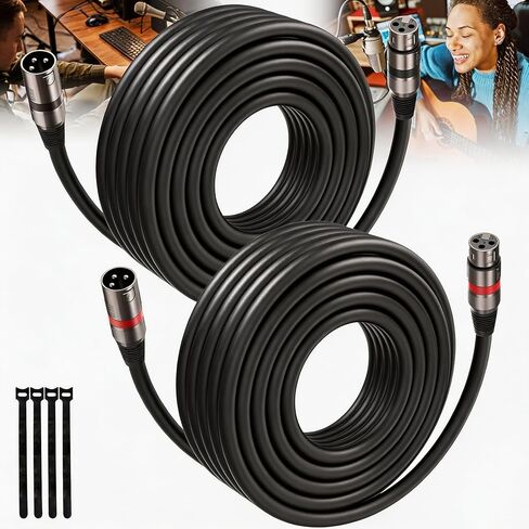 XLR Cables 6FT/1.8M 2 Packs,Bietrun Premium Heavy Duty Balanced Microphone Cable with 3-Pin XLR Male to Female Microphone Cord Connector Compatible with Microphones,Mixer,Speaker Systems,Preamps More in Kuwait