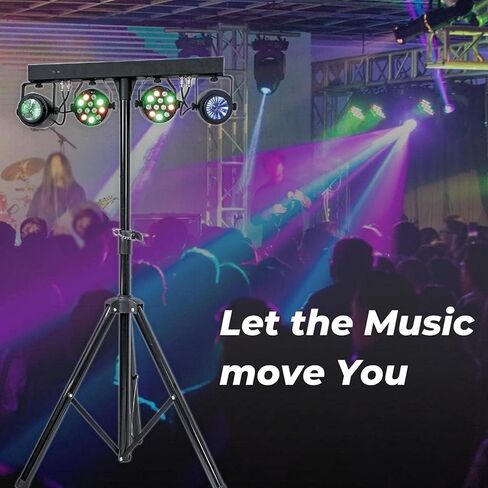 MUSYSIC LED RGB Dj Light with Stand, 4 Par Powerhouse GigBar for Parties, Concerts, and Light Shows, Lighting Package w/Stage Light Stand - MU-L31G in Saudi Arabia