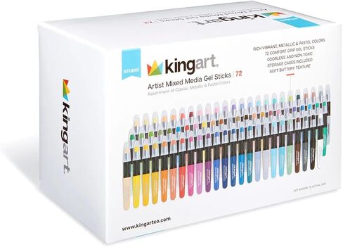 KINGART 580-72 GEL STICK Set, Artist Pigment Crayons, 72 Unique Colors, Water Soluble, Creamy, and Odorless, Use on Paper, Wood, Canvas and more in Saudi Arabia