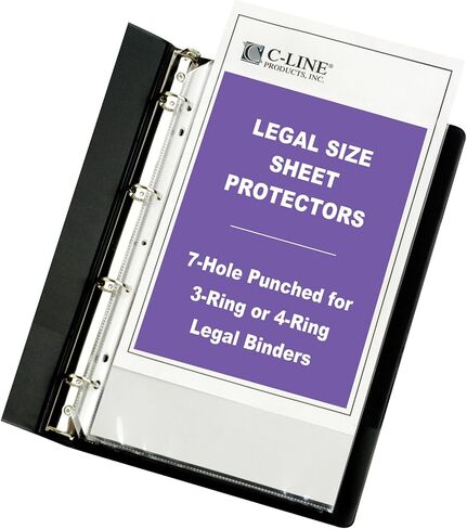 واقيات أوراق بولي ثقيلة الوزن من C-Line، شفافة، مقاس قانوني، 14 × 8.5 بوصة، 50 لكل صندوق (62047) in Saudi Arabia