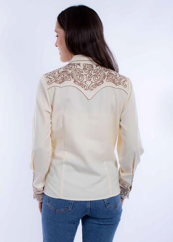قميص Scully Western للسيدات L/S Scroll Embroidered Yoke Snap F0_PL-912، كريمي in Saudi Arabia