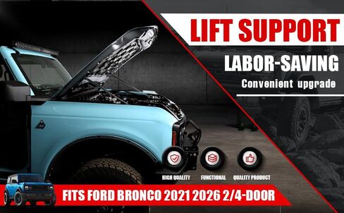 غطاء محرك السيارة الأمامي من Mabett يدعم الإصدار المطور لملحقات Ford Bronco 2021 2022 2023 2024 2/4 باب دعامات صدمات زنبركات الغاز (أسود من الفولاذ الكربوني) in Kuwait