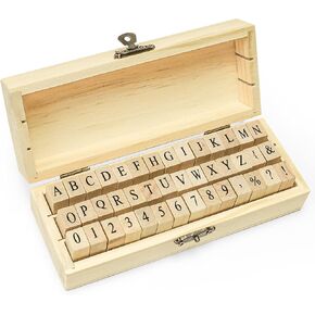 Letter Stamps, 56pcs Alphabet Stamps with Weeks and Weather, Number Stamps with Wooden Case, Vintage Symbol Wood Stamps with Ink Pads Rubber Stamps for Crafting, Card Making, Scrapbooking in Kuwait