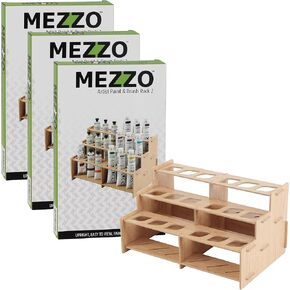 Mezzo Artist Brush Rack - Wood Grain Laminate Multi Layer Desk Stand Professional Storage Display Organizer for paintbrushes and Paint Tubes - Rotating Brush Rack in Kuwait