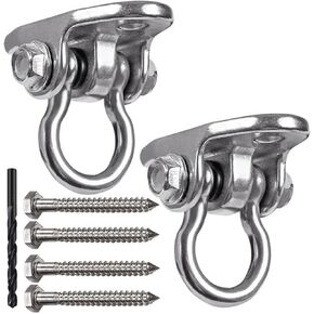 Dakzhou 2 Sets of Stainless Steel Swing Hanger, 180° Swivel Swing Hook, 1500 lb Load-Bearing Wooden Concrete Playground Hammock, Yoga Hammock, Ropes, Slings, Porch Swing in Saudi Arabia