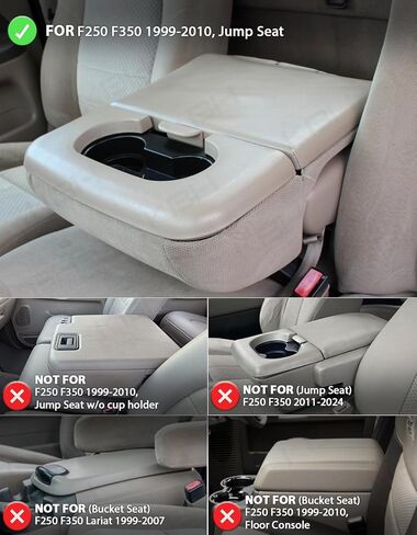 غطاء مسند ذراع وحدة التحكم المركزية KBH لسيارة Ford F250 F350 F450 1999-2010 & F550 2001-2005، وحدة تحكم مقعد القفز، واقي غطاء وحدة التحكم الوسطى، وسادة مسند الذراع، ملحقات داخلية، جلد الفينيل، رمادي داكن in Kuwait