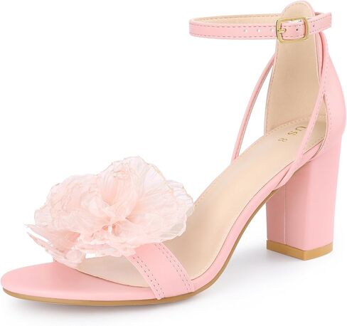 Perphy Flower Open Toe Ankle Strap Block High Heel Sandals for Women in Saudi Arabia