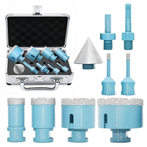Diamond Core Drill Bits Kit - JeeynoTols 9pcs Tile Hole Saw Kit (6/6/25/35/50/65mm Drill Bit+2" Beveling Chamfer Bit+Adapter) for Porcelain Ceramic Tile Marble Granite Quartz 5/8-11 Thread in Saudi Arabia